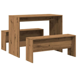 vidaXL Dining Table and Bench Set 3 Piece Dinner Table Set Engineered Wood - oak