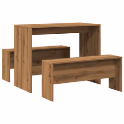vidaXL Dining Table and Bench Set 3 Piece Dinner Table Set Engineered Wood - oak - Additional view 5