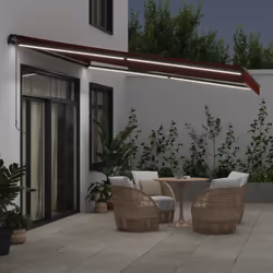 vidaXL Manual Retractable AwningCanopy Outdoor Awning Folding Arm with LED - burgundy, 400 x 300 cm - Additional view 2