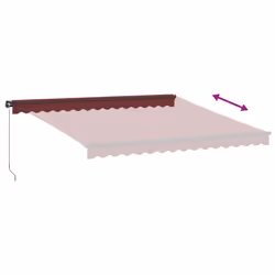 vidaXL Manual Retractable AwningCanopy Outdoor Awning Folding Arm with LED - burgundy, 400 x 300 cm - Additional view 5