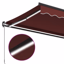 vidaXL Manual Retractable AwningCanopy Outdoor Awning Folding Arm with LED - burgundy, 400 x 300 cm - Additional view 7