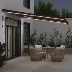 vidaXL Retractable Awning Canopy Outdoor Awning Folding Arm with Wind Sensor - burgundy, 400 x 300 cm - Additional view 2