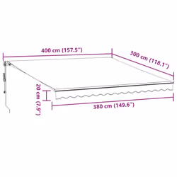 vidaXL Retractable Awning Canopy Outdoor Awning Folding Arm with Wind Sensor - burgundy, 400 x 300 cm - Additional view 3