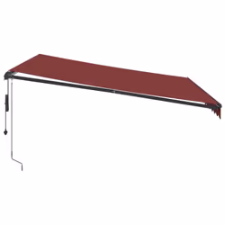vidaXL Retractable Awning Canopy Outdoor Awning Folding Arm with Wind Sensor - burgundy, 400 x 300 cm - Additional view 4