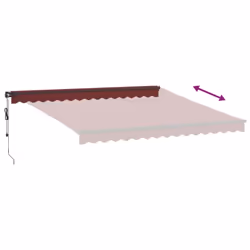 vidaXL Retractable Awning Canopy Outdoor Awning Folding Arm with Wind Sensor - burgundy, 400 x 300 cm - Additional view 5