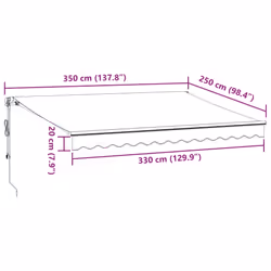 vidaXL Automatic Retractable Awning Patio Canopy Outdoor Awning Folding Arm - anthracite and white, 350 x 250 cm