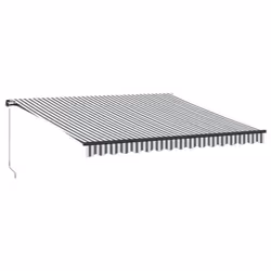 vidaXL Manual Retractable Awning Outdoor Patio Awning Sunshade Garden Canopy - anthracite and white, 400 x 300 cm
