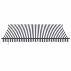 vidaXL Manual Retractable Awning Outdoor Patio Awning Sunshade Garden Canopy - anthracite and white, 400 x 300 cm