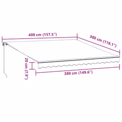vidaXL Manual Retractable AwningCanopy Outdoor Awning Folding Arm with LED - anthracite and white, 400 x 300 cm - Additional view 10