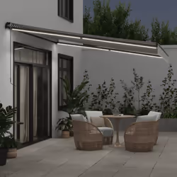 vidaXL Manual Retractable AwningCanopy Outdoor Awning Folding Arm with LED - anthracite and white, 400 x 300 cm - Additional view 2