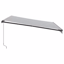 vidaXL Manual Retractable AwningCanopy Outdoor Awning Folding Arm with LED - anthracite and white, 400 x 300 cm - Additional view 4