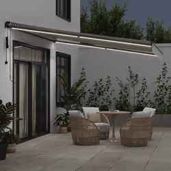 vidaXL Retractable Awning Canopy Outdoor Awning Folding Arm with Wind Sensor - anthracite and white, 400 x 300 cm - Additional view 2