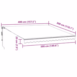 vidaXL Retractable Awning Canopy Outdoor Awning Folding Arm with Wind Sensor - anthracite and white, 400 x 300 cm - Additional view 3