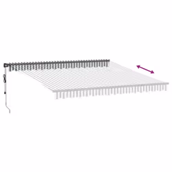 vidaXL Retractable Awning Canopy Outdoor Awning Folding Arm with Wind Sensor - anthracite and white, 400 x 300 cm - Additional view 5