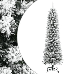 vidaXL Artificial Slim Christmas Tree with Flocked Snow Xmas Tree PVC and PE - without led, 120 cm
