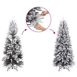 vidaXL Artificial Slim Christmas Tree with Flocked Snow Xmas Tree PVC and PE - without led, 120 cm
