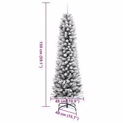 vidaXL Artificial Slim Christmas Tree with Flocked Snow Xmas Tree PVC and PE