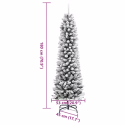 vidaXL Artificial Slim Christmas Tree with Flocked Snow Xmas Tree PVC and PE - without led, 180 cm - Additional view 5