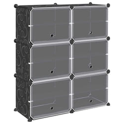 vidaXL Storage Cube Organiser with 9 Cubes and Doors Display Shelf Black PP - 84.5 x 31.5 x 93.5 cm