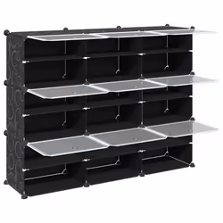vidaXL Storage Cube Organiser with 9 Cubes and Doors Display Shelf Black PP - 124.5 x 31.5 x 93 cm - Additional view 4