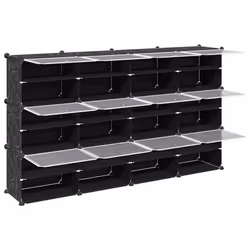 vidaXL Storage Cube Organiser with 9 Cubes and Doors Display Shelf Black PP - 165.5 x 31.5 x 93.5 cm - Additional view 4