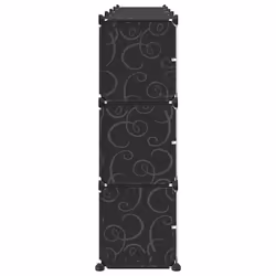 vidaXL Storage Cube Organiser with 9 Cubes and Doors Display Shelf Black PP - 165.5 x 31.5 x 93.5 cm - Additional view 5