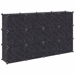 vidaXL Storage Cube Organiser with 9 Cubes and Doors Display Shelf Black PP - 165.5 x 31.5 x 93.5 cm - Additional view 6
