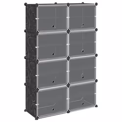vidaXL Storage Cube Organiser with 9 Cubes and Doors Display Shelf Black PP - 84 x 31.5 x 123.5 cm