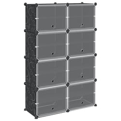 vidaXL Storage Cube Organiser with 9 Cubes and Doors Display Shelf Black PP - 84 x 31.5 x 123.5 cm