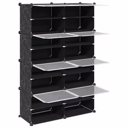 vidaXL Storage Cube Organiser with 9 Cubes and Doors Display Shelf Black PP - 84 x 31.5 x 123.5 cm - Additional view 4