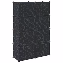vidaXL Storage Cube Organiser with 9 Cubes and Doors Display Shelf Black PP - 84 x 31.5 x 123.5 cm - Additional view 6