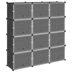 vidaXL Storage Cube Organiser with 9 Cubes and Doors Display Shelf Black PP - 124.5 x 31.5 x 123.5 cm