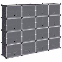 vidaXL Storage Cube Organiser with 9 Cubes and Doors Display Shelf Black PP - 165.5 x 31.5 x 123 cm