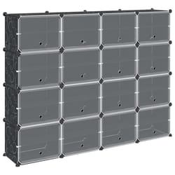 vidaXL Storage Cube Organiser with 9 Cubes and Doors Display Shelf Black PP - 165.5 x 31.5 x 123 cm