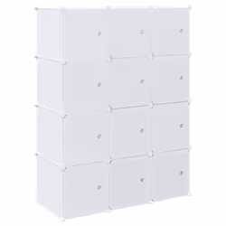 vidaXL Storage Cube Organiser with 12 Cubes and Hanging Rods PP