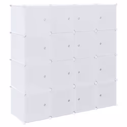 vidaXL Storage Cube Organiser with 16 Cubes and Hanging Rods PP