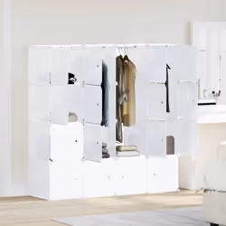 vidaXL Storage Cube Organiser with 16 Cubes and Hanging Rods PP