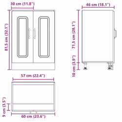 vidaXL Sink Base Cabinet Kalmar Grey Sonoma 60x46x81.5 cm Engineered Wood - Additional view 10