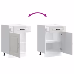 vidaXL Kitchen Base Cabinet Kalmar High Gloss White Engineered Wood - Additional view 8