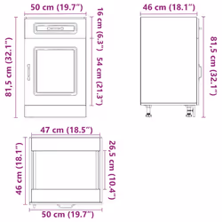 vidaXL Oven CabinetsÂ Kitchen Cabinet Oven Unit 2 pcs Lucca Engineered Wood - smoked oak, 1 pcs