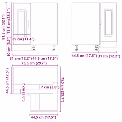 vidaXL Oven CabinetsÂ Kitchen Cabinet Oven Unit 2 pcs Lucca Engineered Wood - corner cabinet 75.5 cm - Additional view 10