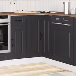 vidaXL Kitchen Corner Base Cabinet Kalmar Black Engineered Wood