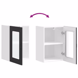 vidaXL Kitchen Wall Cabinet with Glass Door Kalmar Black Engineered Wood - Additional view 8