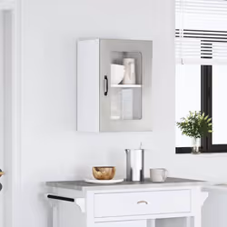 vidaXL Kitchen Wall Cabinet with Glass Door Kalmar Concrete Grey Engineered Wood - Additional view 2