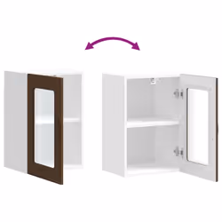 vidaXL Kitchen Wall Cabinet with Glass Door Kalmar Brown Oak Engineered Wood - Additional view 8