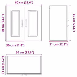 60 cm) vidaXL Oven CabinetsÂ Kitchen Cabinet Oven Unit 2 pcs Lucca Engineered Wood - wall cabinet (2 doors
