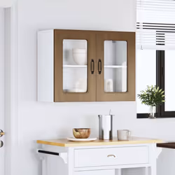 vidaXL Kitchen Wall Cabinet with Glass Door Kalmar Brown Oak Engineered Wood - Additional view 2