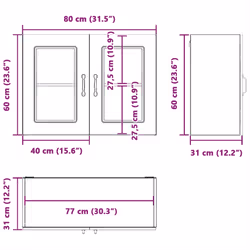 vidaXL Kitchen Wall Cabinet with Glass Door Kalmar Brown Oak Engineered Wood - Additional view 3
