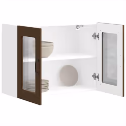 vidaXL Kitchen Wall Cabinet with Glass Door Kalmar Brown Oak Engineered Wood - Additional view 4