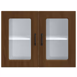 vidaXL Kitchen Wall Cabinet with Glass Door Kalmar Brown Oak Engineered Wood - Additional view 5